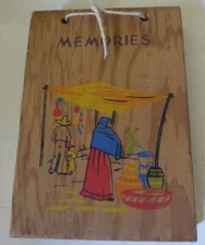 Vintage Wood Cover Memories Photo Postcard Album with Southwest themed cards