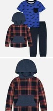 Andy  Evan  Three 3 Piece  Kids Hooded Flannel Set  Red Dino  Size 6