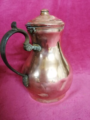 ORIGINAL PARISER ANTIKER FRANZÖSISCHER KUPFER VINTAGE GEHÄMMERTER GUSSEISENGRIFF + DECKEL