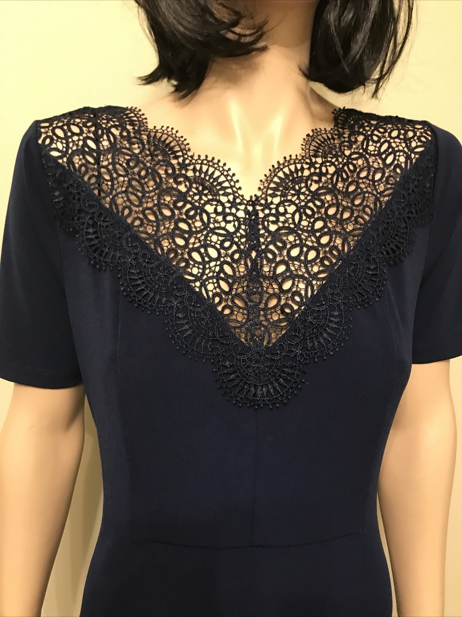 Tahari Navy Blue Dress Lace Size 8 New W/O Tag | eBay