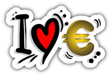 I Love Euro Slogan Car Bumper Sticker Decal 5 X 4