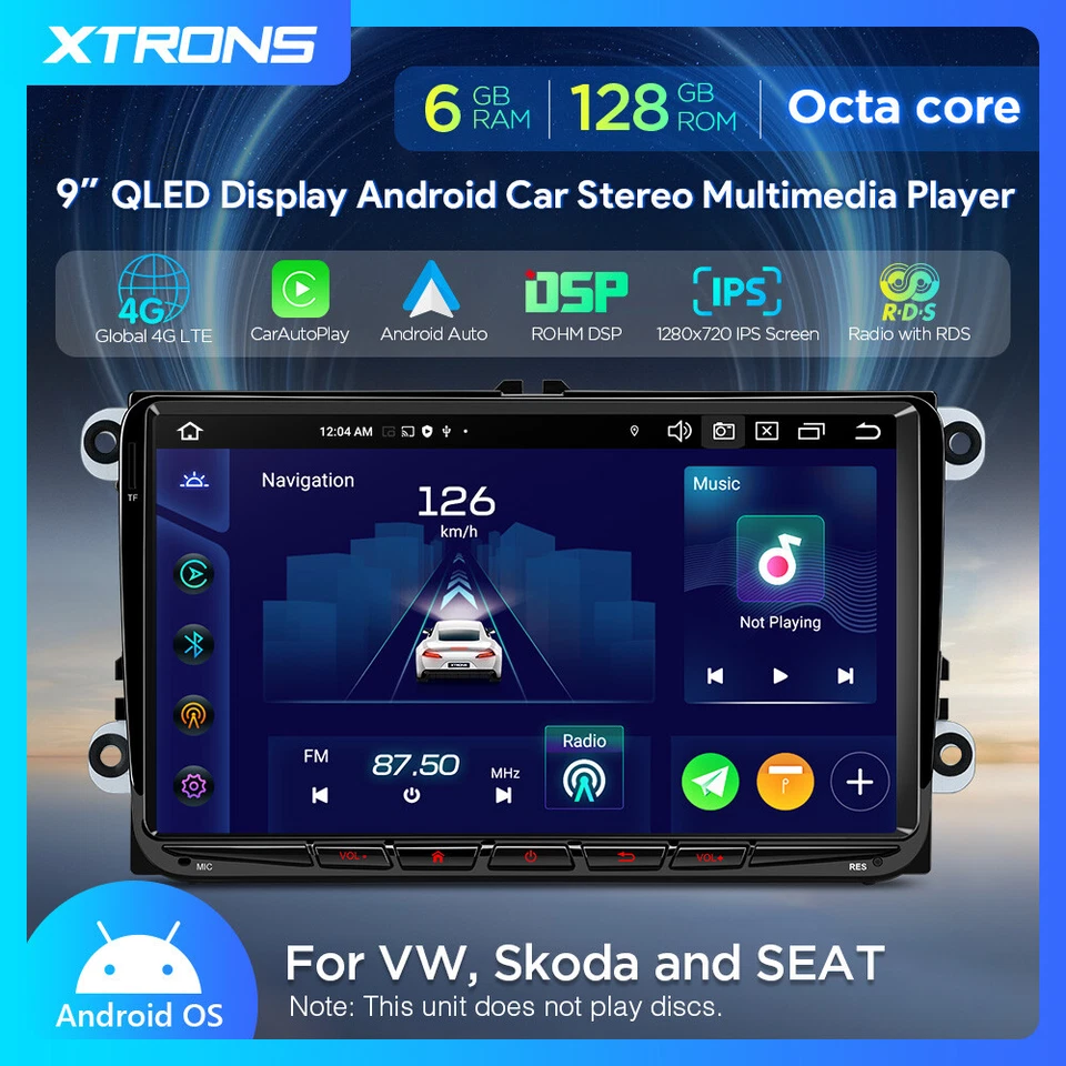 XTRONS 8Core Android 14 Autoradio 128GB GPS Für VW GOLF EOS Polo T5 Passat Jetta - Bild 3 von 4
