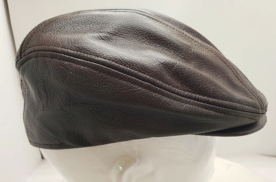 CLARO USC Parche en DE COLECCIÓN CUERO MARRÓN Derby SOMBRERO Gorra Talla S/M Newsie Imitación Cuero Foto 3 de 4