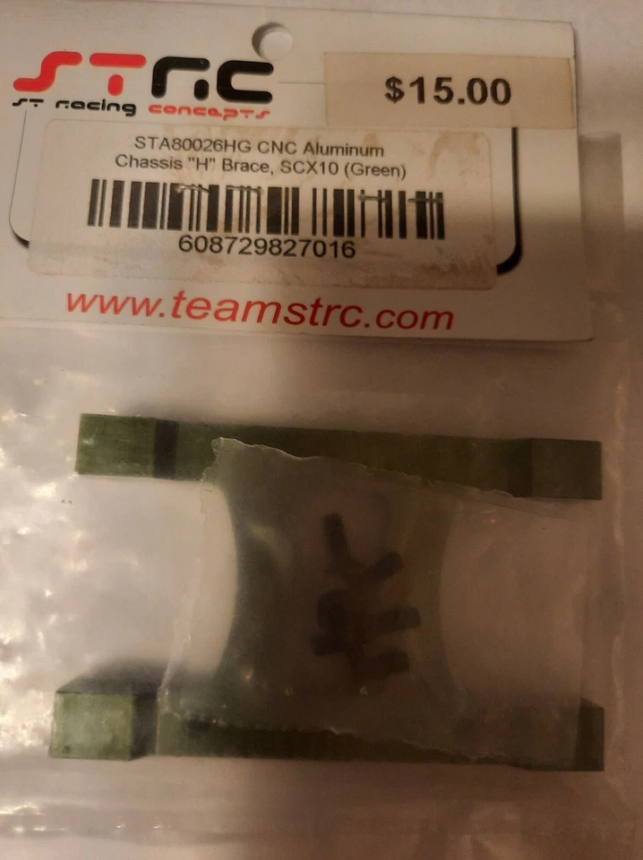 STA80026HG STRC CNC Aluminum Chassis "H" Brace SCX10 (GREEN) - Image 3 of 4