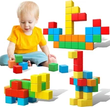 30-PC 1.41" Large Magnetic Building Block Toy for Kids - Montessori STEM Toy