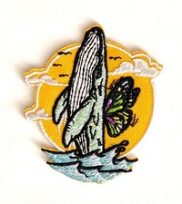 Embroidered Patch Ocean Whale Butterfly NEW Iron-on/Sew-on