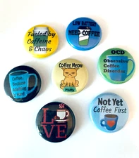 7 - 1 Inch Fridge Magnets Coffee Time Refrigerator or Office Magnetic Calendar