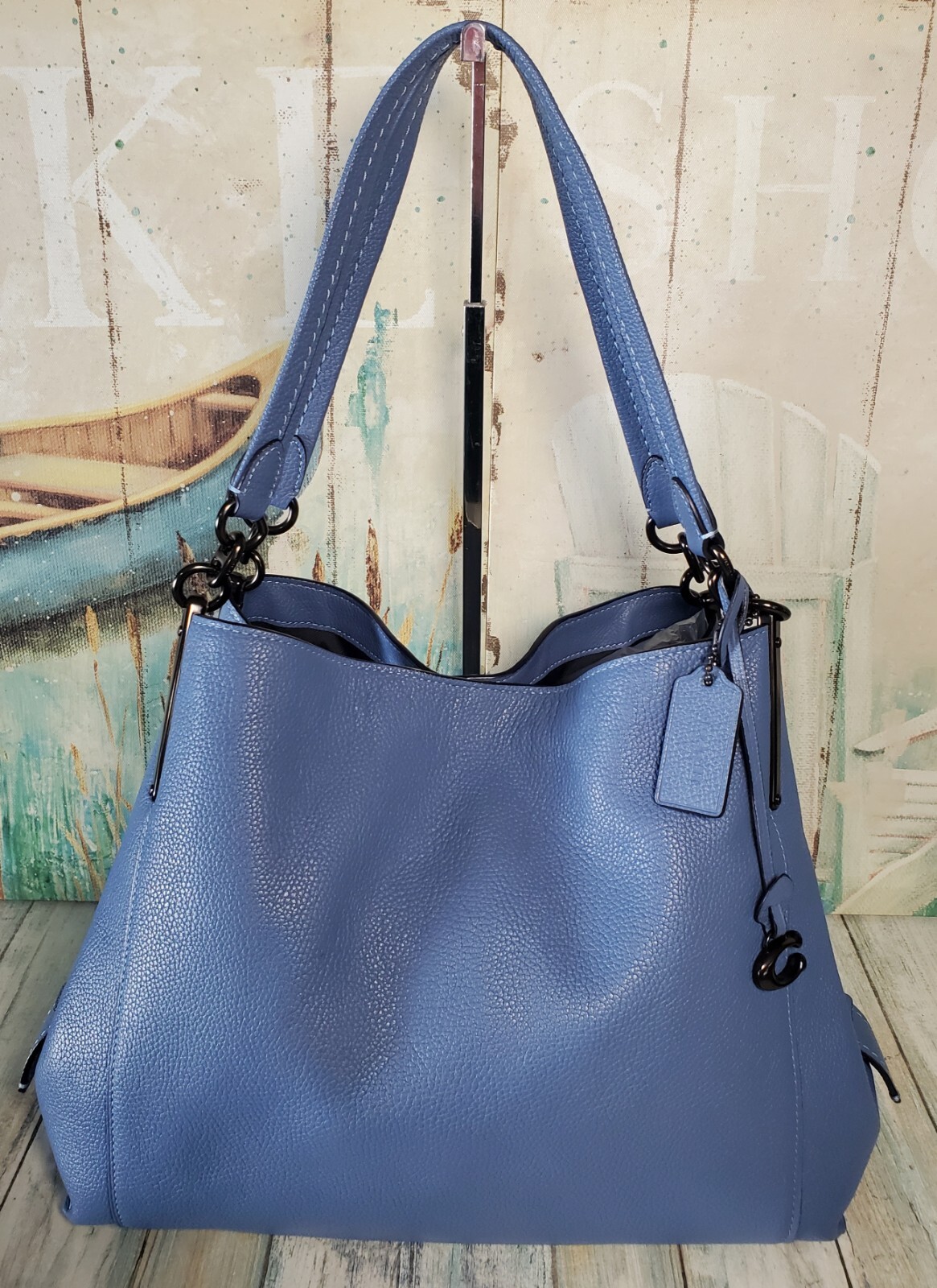 Coach Dalton 31 Shoulder Bag Pebbled Leather Blue/Pew… Gem