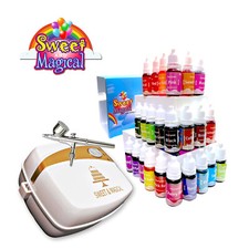 Airbrush Cake Kit bundle,Compressor,airbrush gun and 24 colors 10ml each bottle