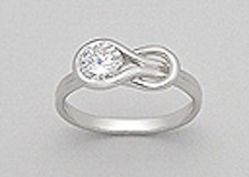 Solid Sterling Silver Love Knot Solitaire CZ Ring Band 7mm Wide 2.64g Size 7