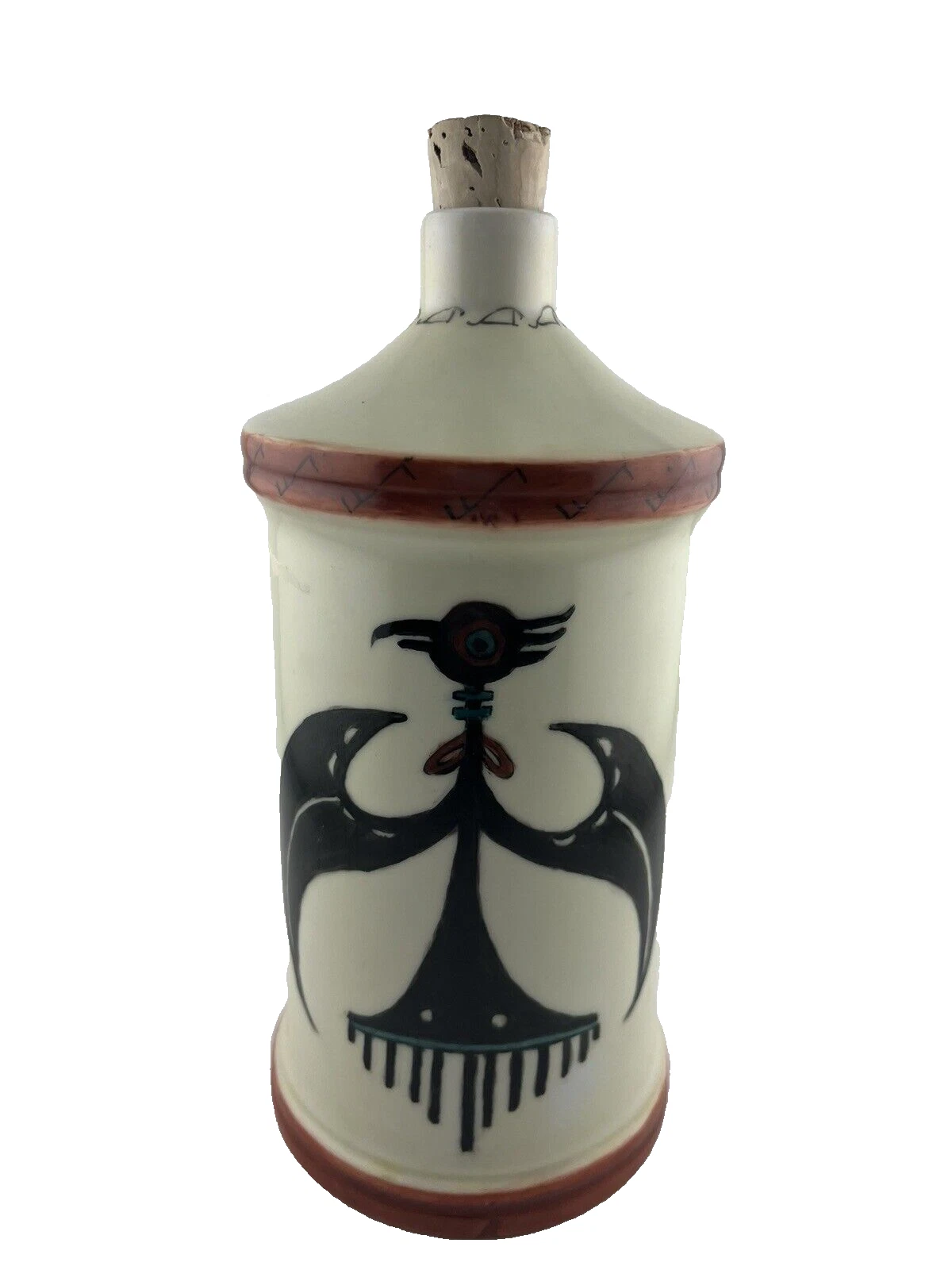 Porcelain Oil Bottle Hand Painted with Cork