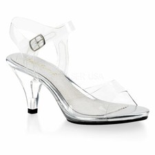 Fabulicious Clear Ankle Strap Bridal Open Toe Sandals 3" Heels Shoes BEL308/C/M