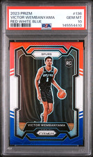 VICTOR WEMBANYAMA 2023 PRIZM RED/WHT/BLU RWB RC #136 PSA 10 GEM MINT! #145554410