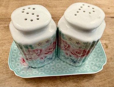 Greengate LULU MINT Salz Und Pfeffer Streuer + Platte | Rarität | Vitrinenstück