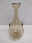 Murano Amber Vintage Hand Blown Bulbous Bubble Glass Vase Italy Yellow 11.5 Tall