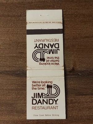 Vtg. Jim Dandy Restaurant, Tipton, Indiana Matchcover (N23)