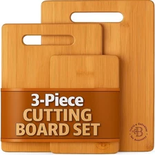 3-Piece Bamboo Cutting Board Set - Wood Cutting Boards for Kitchen, Chopping ...