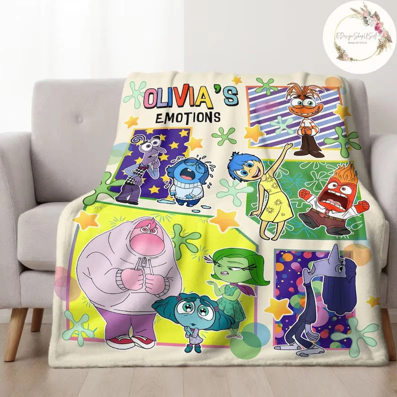 Personalized Disney  Inside Out 2 Blanket Gift For Friends, Kids