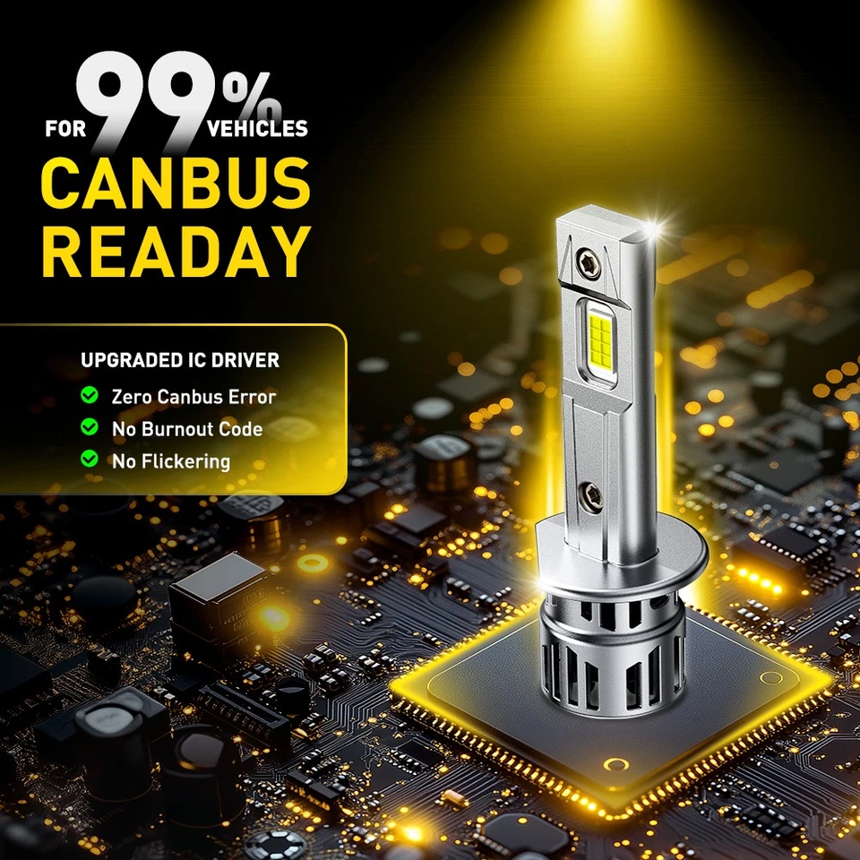 AUXITO CANBUS H1 LED Headlight Bulbs Kit High Low Beam 100W Super Bright 33000LM - Image 4 of 4