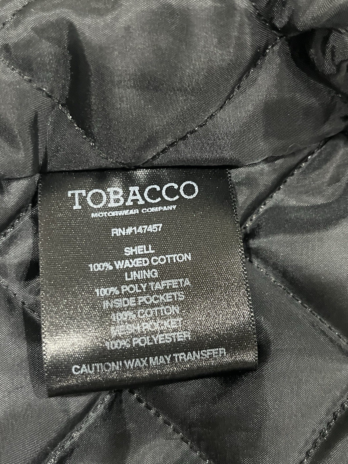 Tobacco Motorwear Wasteland Vest Black Quilt Lined Heavy Waxed Canvas USA Size L