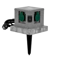 Grafner Gartensteckdose 4 AußEnsteckdose Steinoptik Sensor Erdspieß Steckdosen
