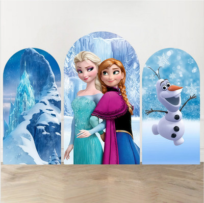 Anna Elsa Frozen Arch Backdrop Cover Birthday Photo Background Party Decor