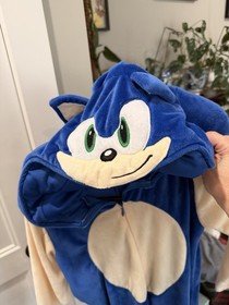 Sonic the Hedgehog Child Costume  One Piece Medium Blue Plush Hooded SEGA Zip