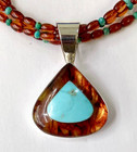 HSN Jay King Sterling Silver Amber and Turquoise Pendant with 18" Necklace — photo 3