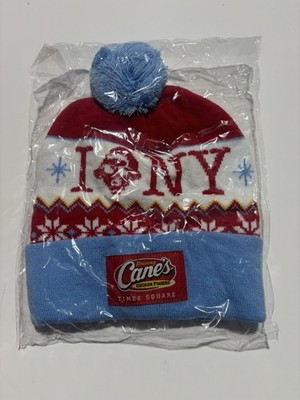Raising Cane's Times Square NYC Beanie Red Blue White Restaurants Fast Food