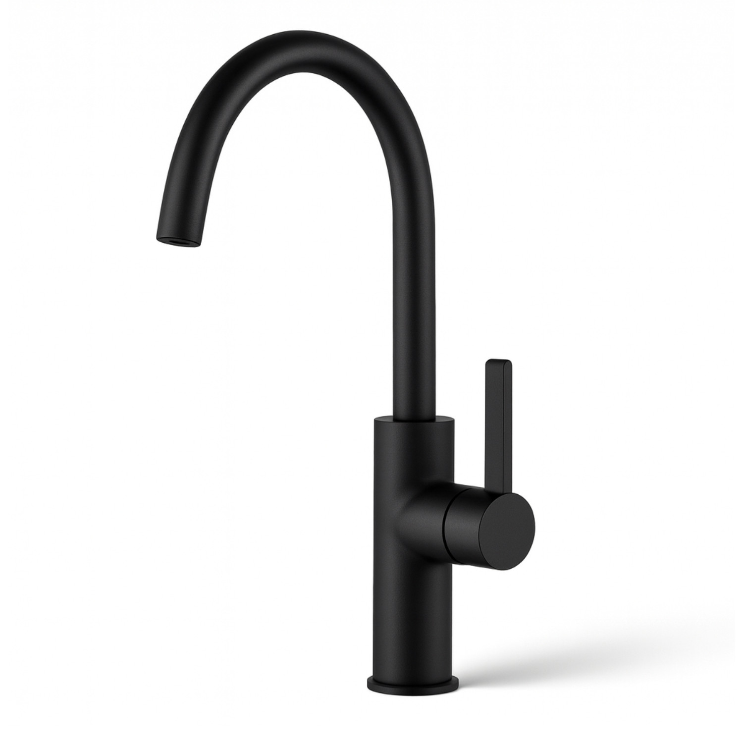 Jeroni Swan Spout Kitchen Mixer Tap Black Single Lever Mixer