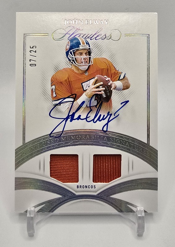 JOHN ELWAY 2025 Flawless Football GAME USED/WORN Dual Patch Auto JERSEY # MATCH