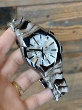 Men Unique Wave Shape 316L Steel Wristwatch C...