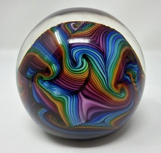 James Nowak Stunning Rainbow Swirl Paperweight