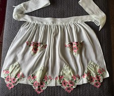 Vintage Handmade Chiffon  Handkerchief Apron In Mint Green and Pink