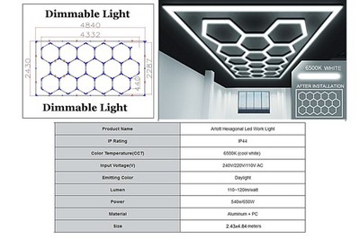 Sechseckiges Wabenlichter Wabendecken Lichtsystem 4.33x2.28m Einstellbares Licht