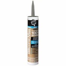 Dap Silicone Sealant, 10 oz, Cartridge, Light Gray, Silicone Base, Silicone Max