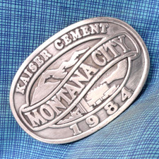 Kaiser Cement SA Belt Buckle 1984 #LE Montana City Plant RM Vick Siskiyou.GMP429
