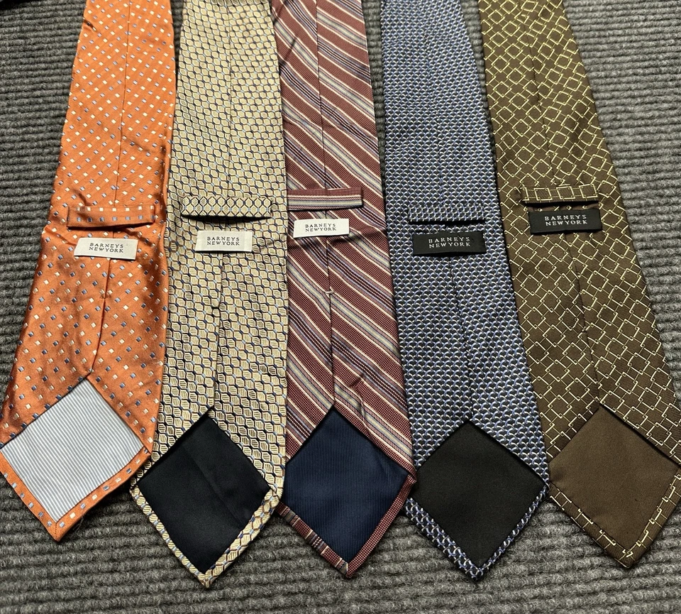Lote Corbata Barneys Nueva York Hombre 100% Seda Hecha a Mano en Italia Conjunto de 5 Patrones Foto 2 de 4