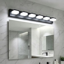 Modern Matte Black 38" LED Vanity Light 6-Light Energy-Saving Wall Fixture