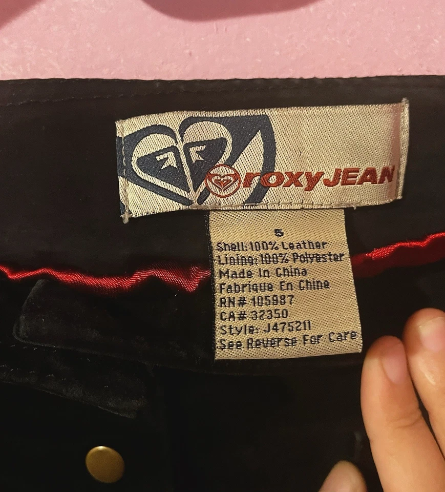 复古 90 年代 Roxy 100% 皮革黑色麂皮绒按扣迷你裙 5 码 — 第 4/4 张图片