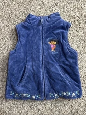 Vintage Nick Jr Dora The Explorer Girls 6 Embroidered Quilted Vest Full Zip 2002