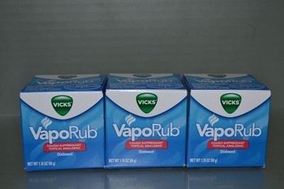 (3) Vicks VapoRub Cough Suppressant Chest Rub Ointment Original, 1.76 oz, 03/27