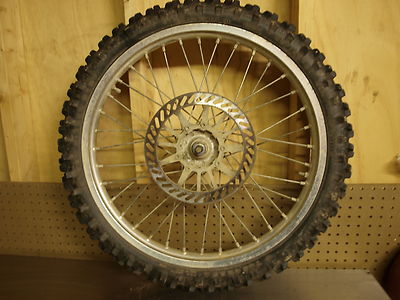90 YAMAHA YZ125 COMPLETE FRONT WHEEL ASSY RIM TIRE HUB ROTOR YZ