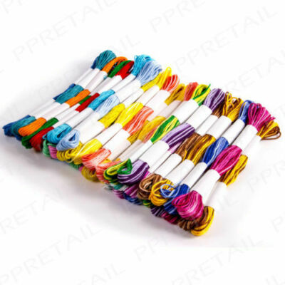 12x KNIELE FARBIGER STICKFADEN Baumwolle Kreuzstich/Flechten Handwerk UK