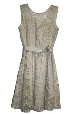 R M Richards Sleeveless Dress Champagne , Size: 6P