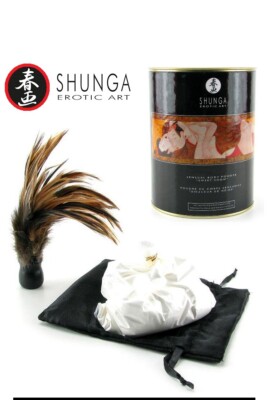 Shunga HONEY DUST Arousal Body Powder HONEY OF NYPMPHS Flavored w/ FREE Feather