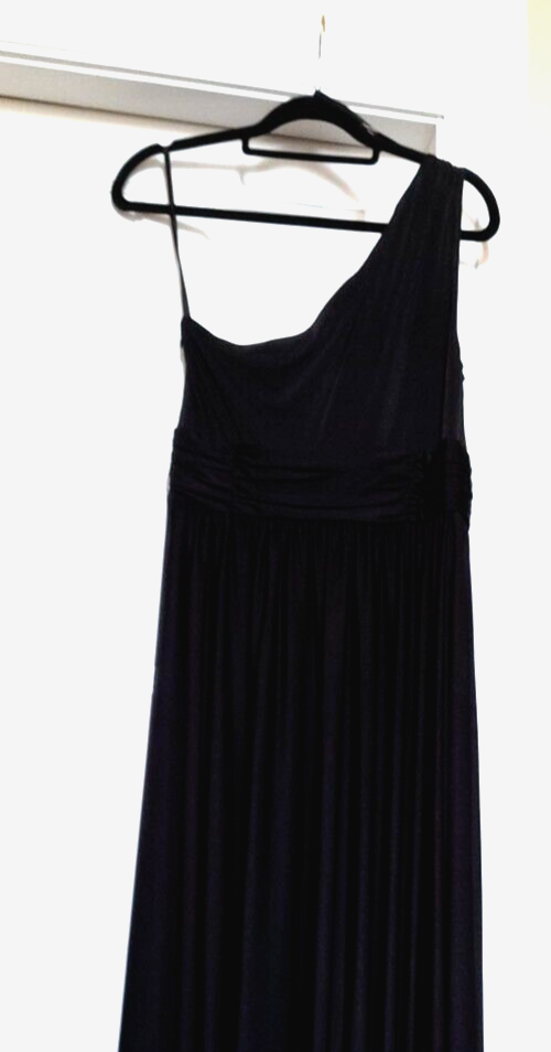 Biba Ladies Black Satin Maxi Evening Dress One Shoulder UK 12 NWT eBay