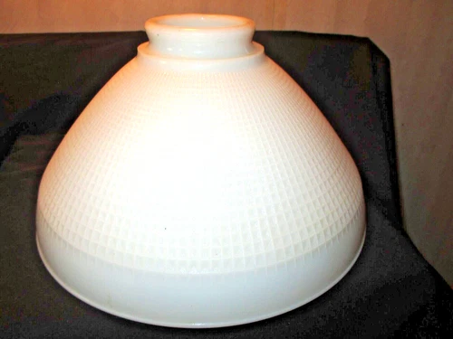 VINTAGE~~10" MILK GLASS~~CORNING WAFFLE EDGE TORCHIERE LAMP SHADE