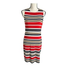 Vince Camuto Women's Dress Size M Multicolor Stripe Sleeveless Polyester