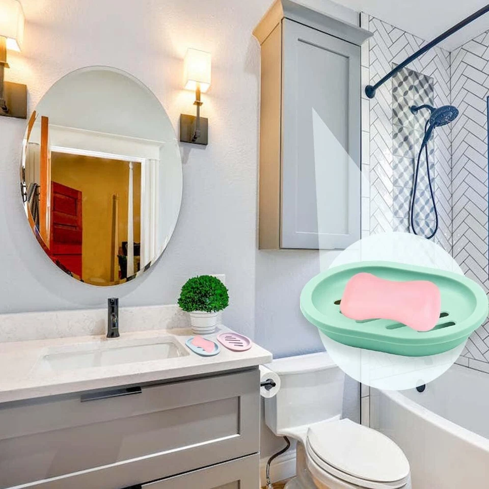 Contenedor autodrenaje soporte para jaboneros estuche baño ducha cesta caja de almacenamiento Foto 4 de 4